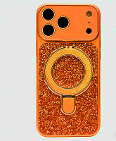 VWS iPhone 17 Pro Max Magsafe Crystal Diamond Ring Kickstand Case Orange